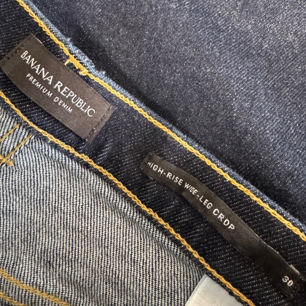 Banana Republic High-Rise Wide-Leg Crop Dark Wash Indigo Jean Size 30 - Picture 4 of 9
